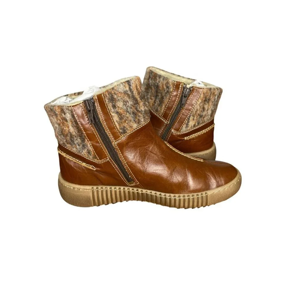 Josef Seibel Maren 22 Shearling-Lined Brown Leather Boots comfort size 6 / 37